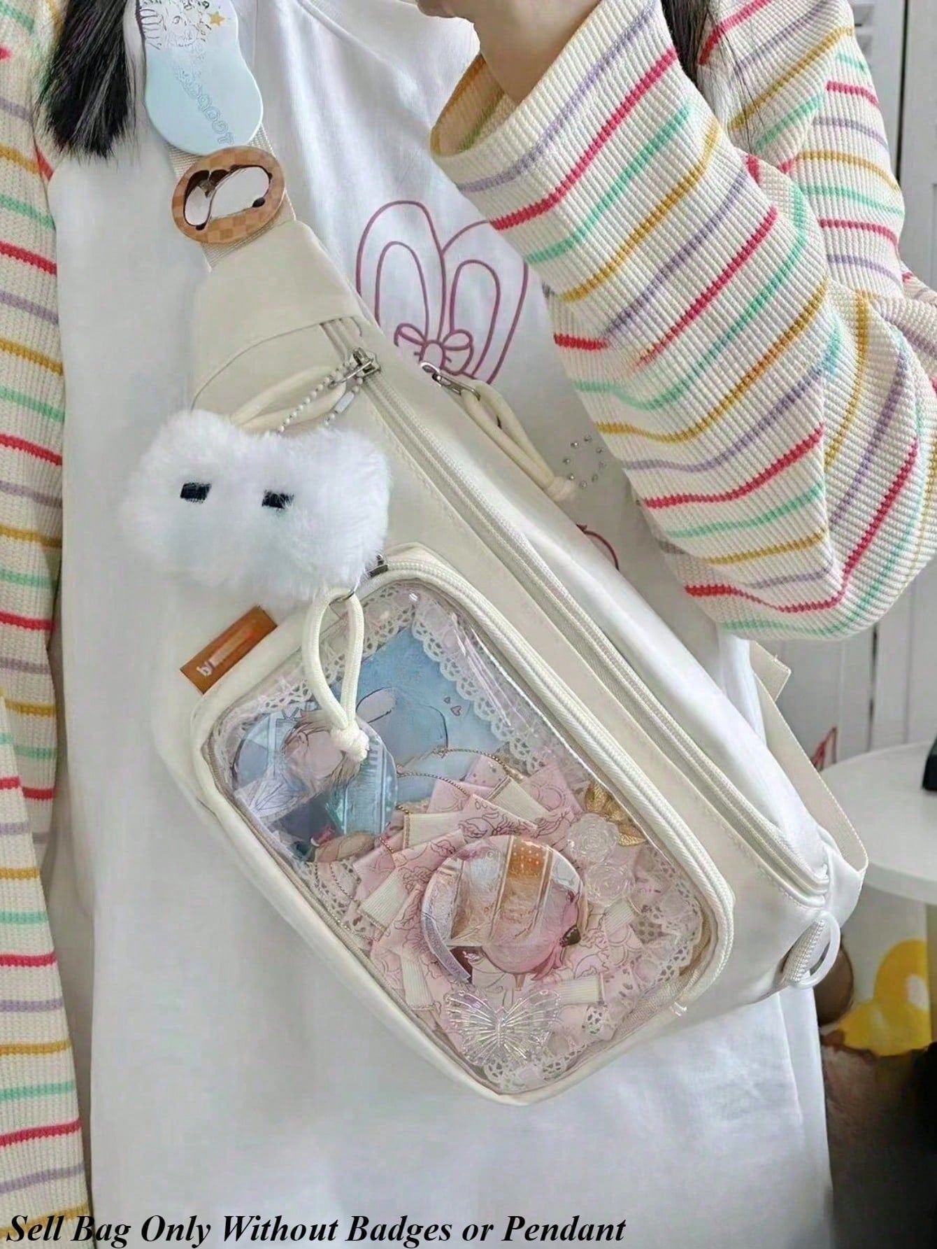 Kawaii Crossbody Itabag Women Chest Bag Waist Bag With Badges Display Plate Ita Bag