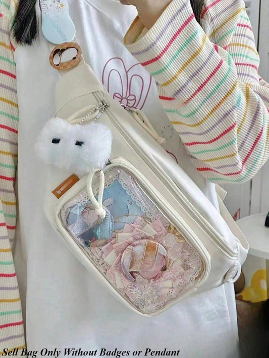 かわいいクロスボディイタバッグレディースチェストバッグウエストバッグバッジディスプレイプレート付きイタバッグ