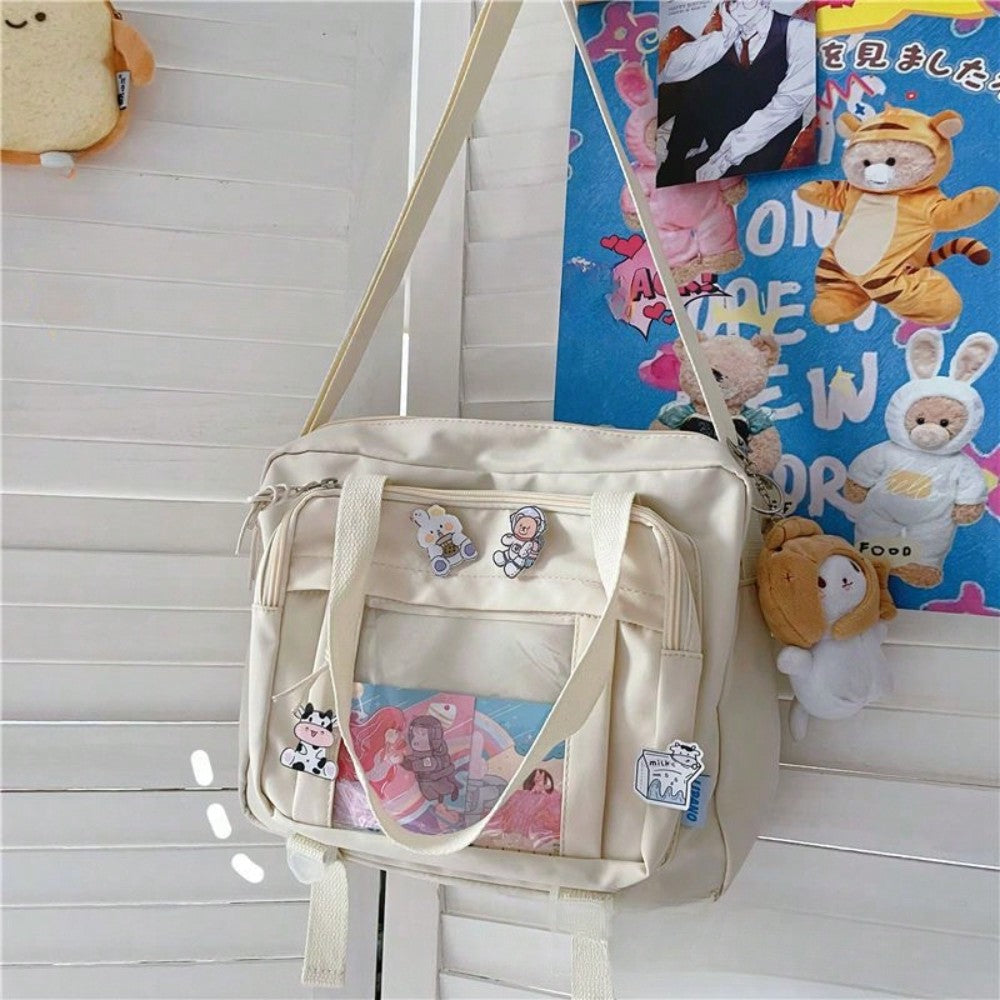 Japanese Kawaii High School Girls JK Bag Clear Transparent Handbags Book Bag Satchels Shoulder Bag Transparent Itabag Big Crossbody Bags Women Ita Bag DIY 10CM Dolls Bag Ita Bag Women