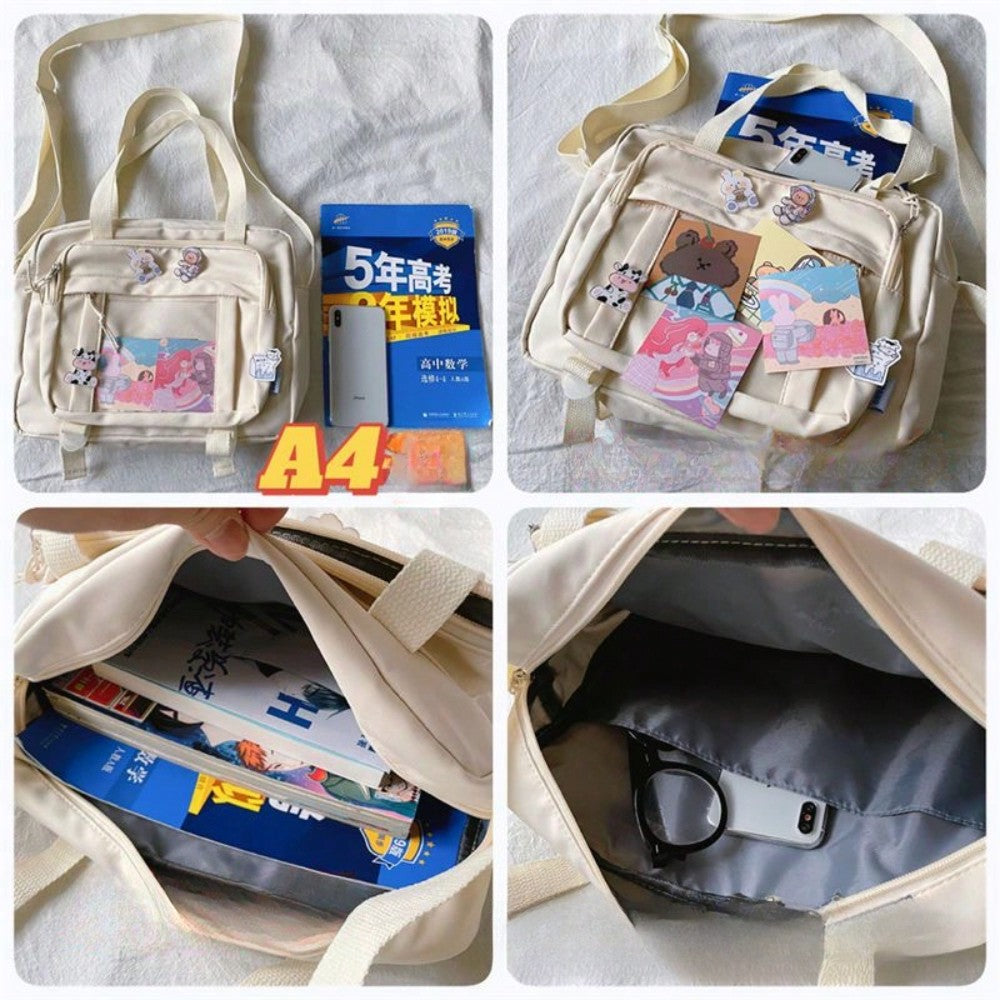 Japanese Kawaii High School Girls JK Bag Clear Transparent Handbags Book Bag Satchels Shoulder Bag Transparent Itabag Big Crossbody Bags Women Ita Bag DIY 10CM Dolls Bag Ita Bag Women
