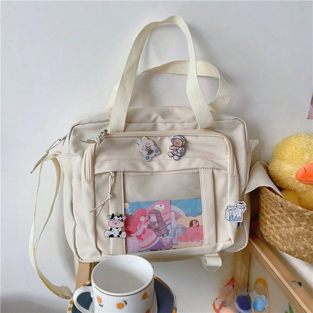 Japanese Kawaii High School Girls JK Bag Clear Transparent Handbags Book Bag Satchels Shoulder Bag Transparent Itabag Big Crossbody Bags Women Ita Bag DIY 10CM Dolls Bag Ita Bag Women