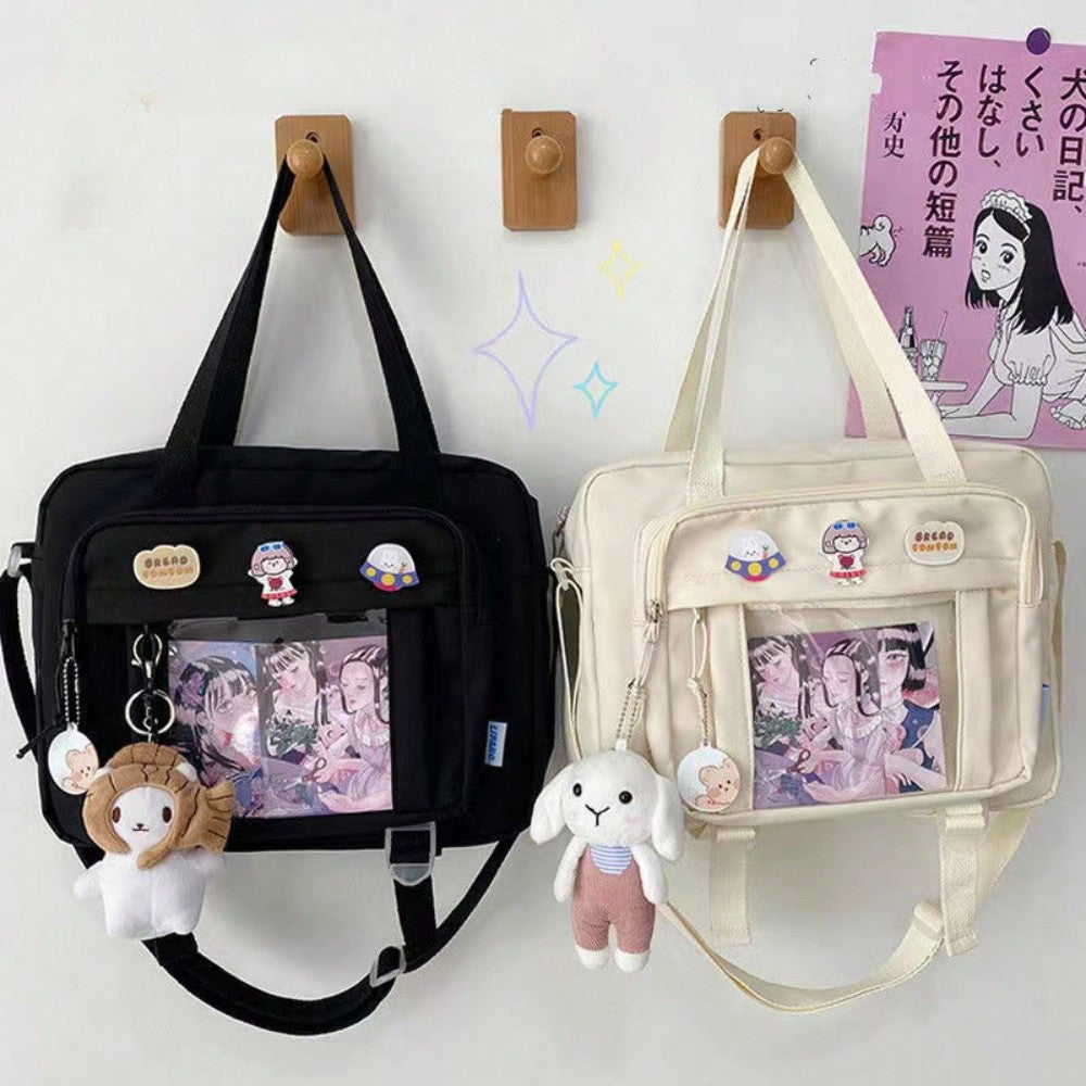 Japanese High School Girls JK Bag Transparent Handbags Book Bag Satchels Shoulder Bag Itabag Big Crossbody Bags Women Ita Bag, Street & Japanese Style Women Bag