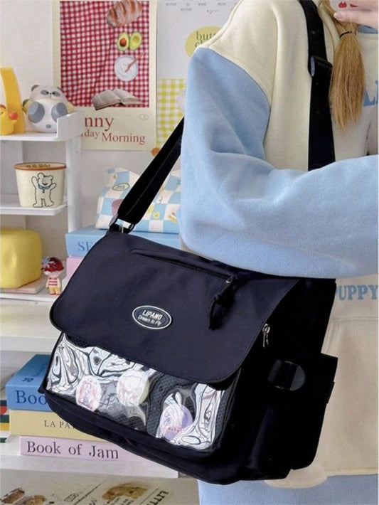 Japanese Preppy Style 2025 Kawaii Itabag Women Messenger Bag School Girls Book Transparent Crossbody Bags Women Ita Bag Cover Shoulder, Street & Japanese Style Women Bag Valentines