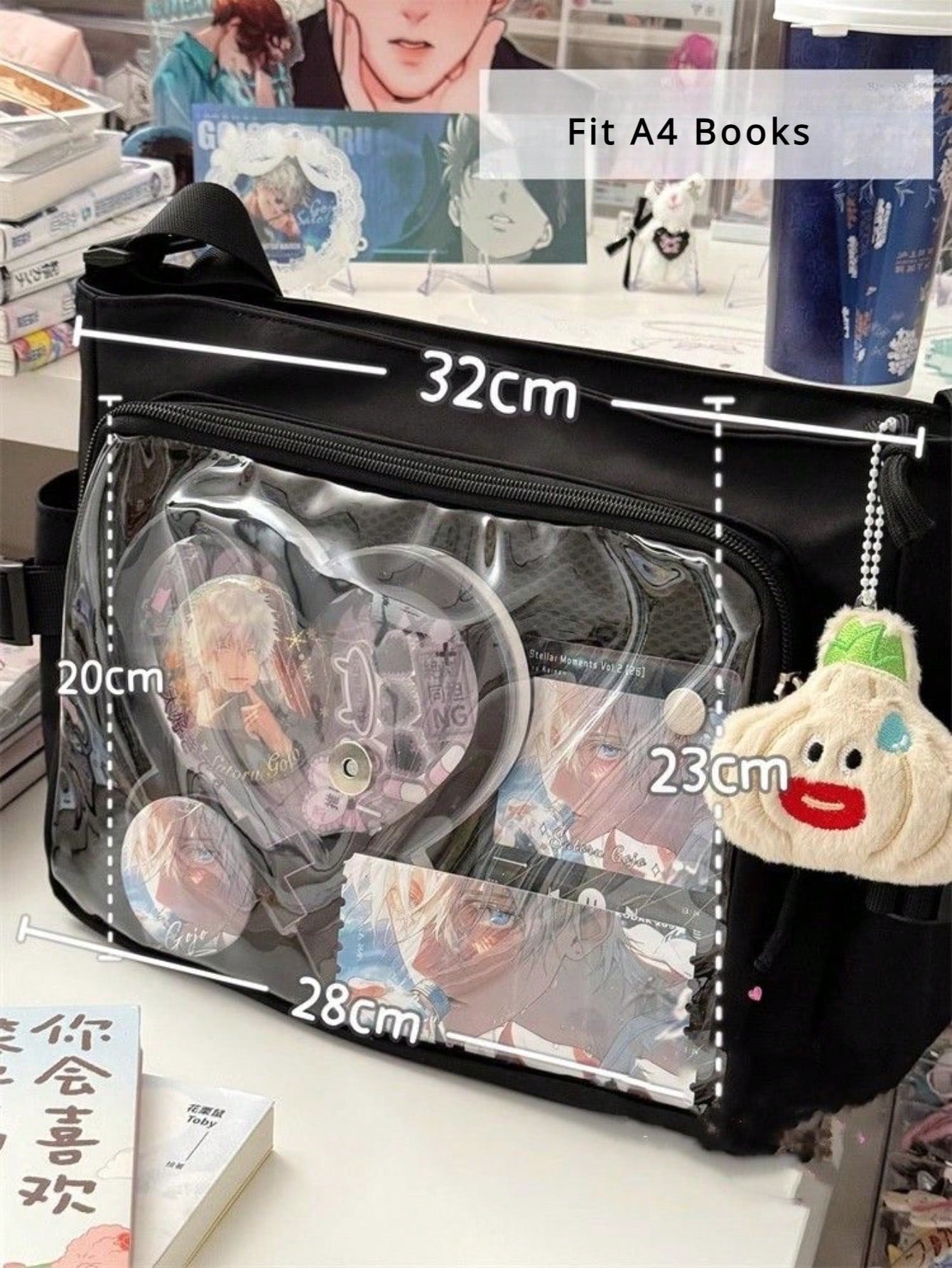 College Student Preppy Style Nylon Crossbody Bags Women With Badges Display Plate Large-capacity Shoulder Bag Back to School Gift School Bags For Teenage Girls Kawaii Itabag Clear Transparent DIY Ita Bag For Dolls Bolso Mujer