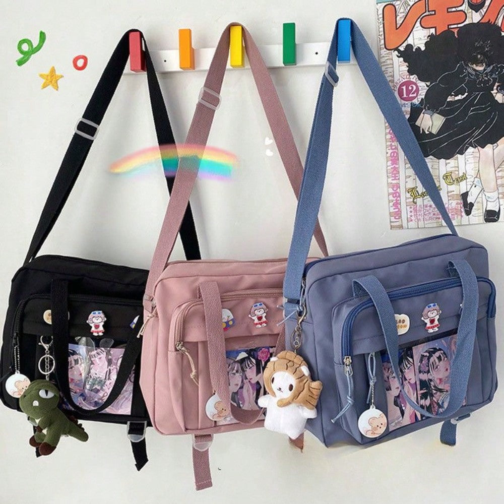 Japanese Kawaii High School Girls JK Bag Clear Transparent Handbags Book Bag Satchels Shoulder Bag Transparent Itabag Big Crossbody Bags Women Ita Bag DIY 10CM Dolls Bag Ita Bag Women