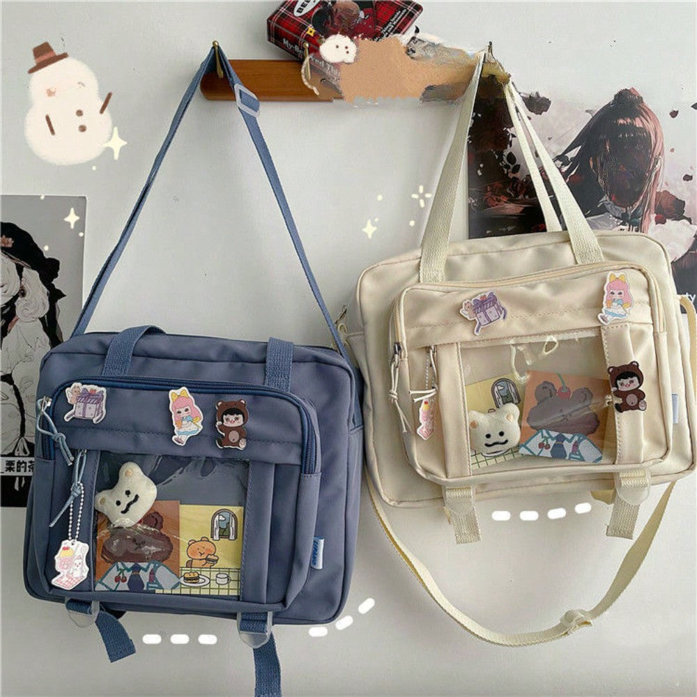 Japanese High School Girls JK Bag Transparent Handbags Book Bag Satchels Shoulder Bag Itabag Big Crossbody Bags Women Ita Bag, Street & Japanese Style Women Bag