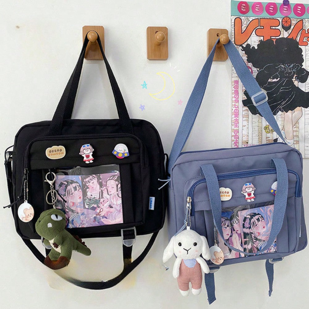Japanese High School Girls JK Bag Transparent Handbags Book Bag Satchels Shoulder Bag Itabag Big Crossbody Bags Women Ita Bag, Street & Japanese Style Women Bag