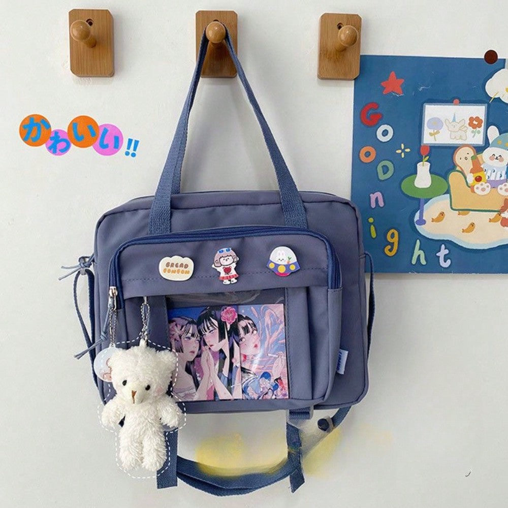 Japanese High School Girls JK Bag Transparent Handbags Book Bag Satchels Shoulder Bag Itabag Big Crossbody Bags Women Ita Bag, Street & Japanese Style Women Bag