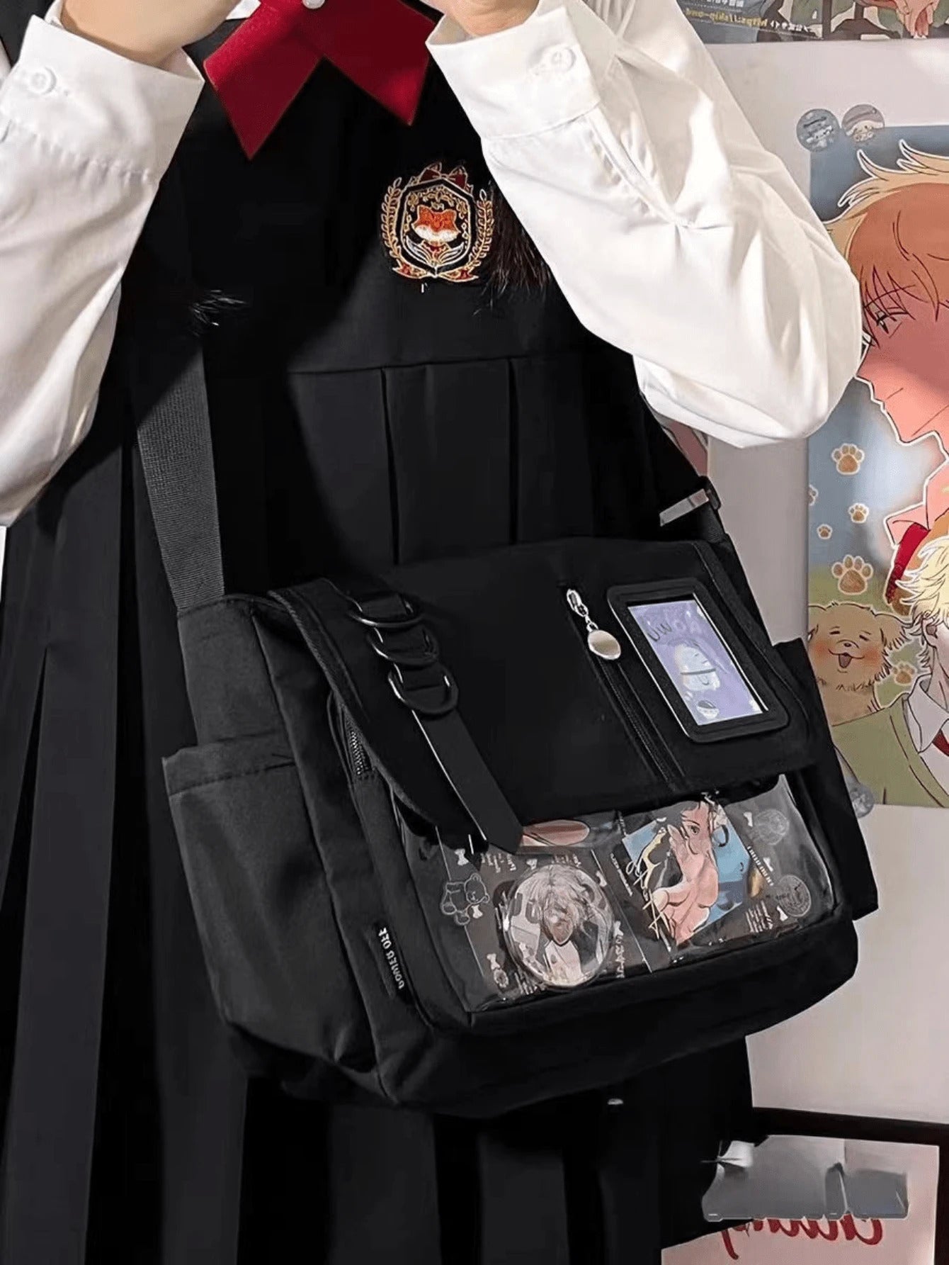 Japanese Harajuku Itabag Women New 2025 Back to School Messenger Bag With Badges Display Plate Crossbody Bags Women College Student Kawaii Ita Bag Shoulder Bag Girls Bolso Mujer