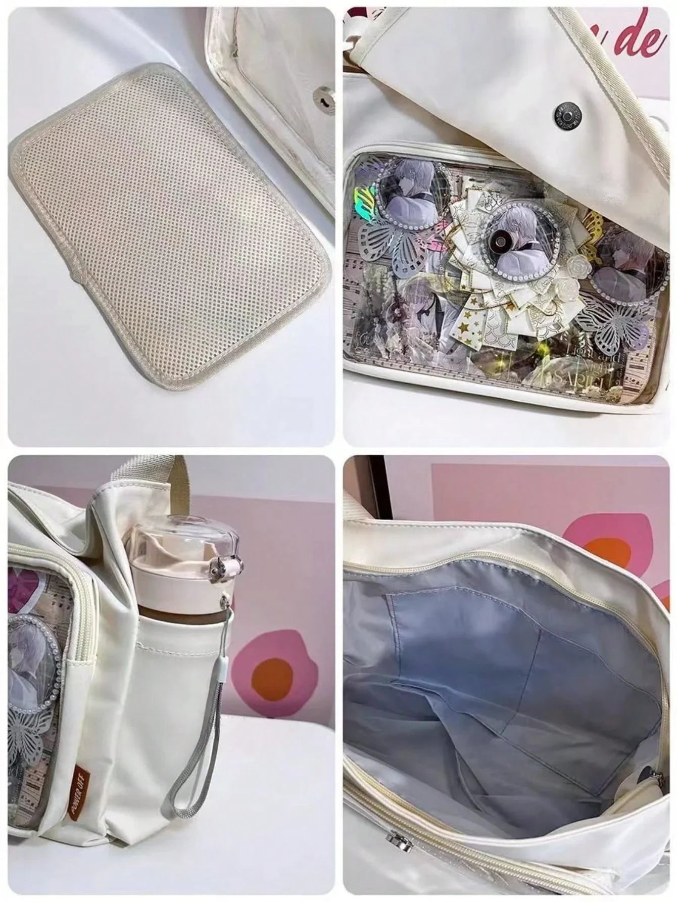 School Student Itabag Women Clear Transparent Pocket Crossbody Bags Girls With Small Card Window Pin Display Plate Hot Sell Shoulder Bag JK Girls Ita Bag DIY Badges Bag Bolsos - Ita Bag Lover