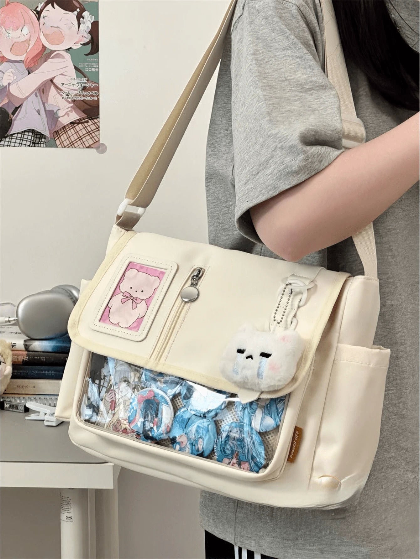 Japanese Harajuku Itabag Women New 2025 Back to School Messenger Bag With Badges Display Plate Crossbody Bags Women College Student Kawaii Ita Bag Shoulder Bag Girls Bolso Mujer