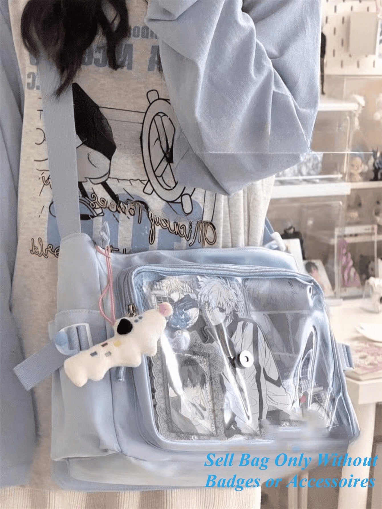 Japanese Preppy Style 2025 Kawaii Itabag Women Messenger Bag School Girls Book Transparent Crossbody Bags Women Ita Bag Cover Shoulder, Street & Japanese Style Women Bag Valentines