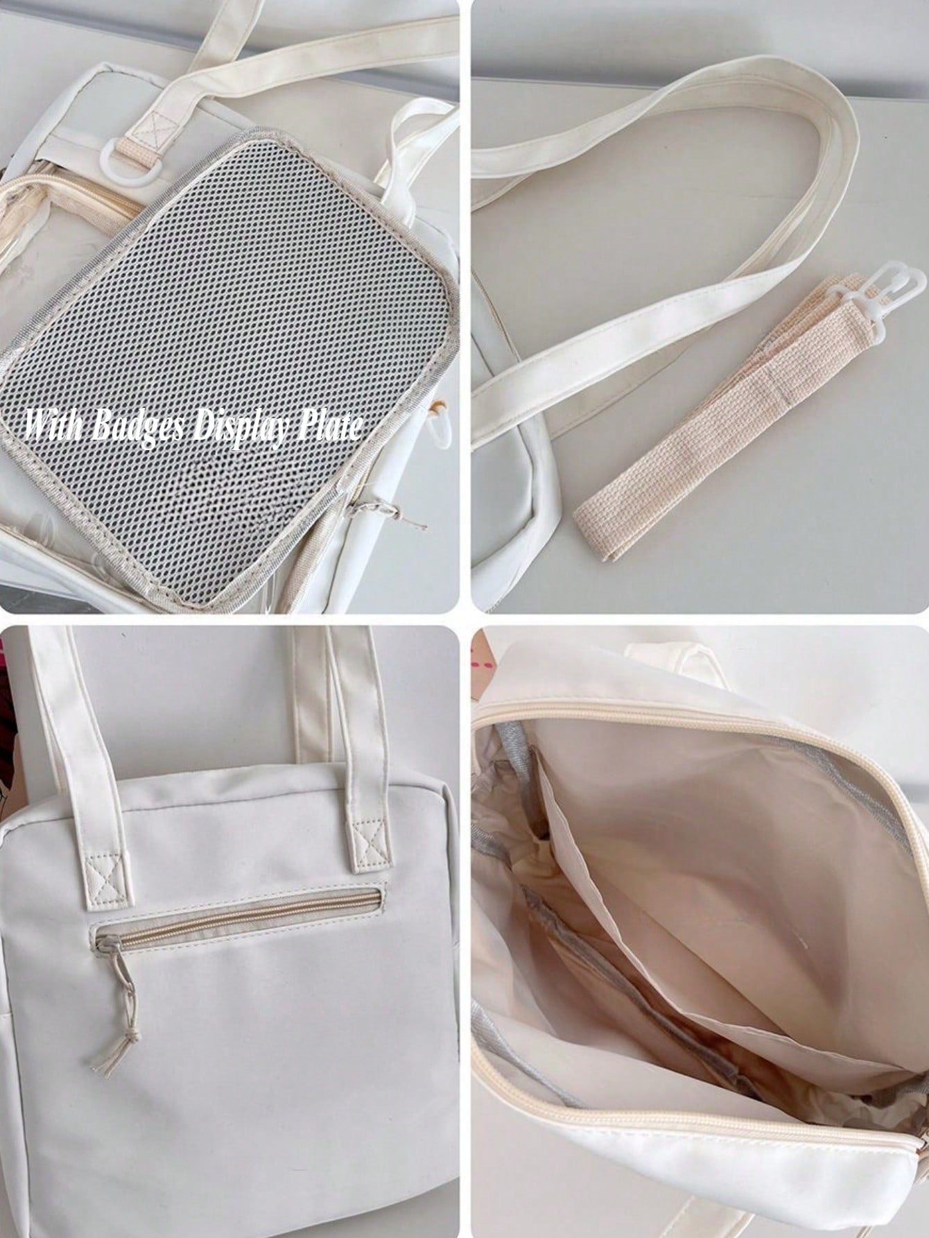 Y2K New 2024 Itabag Women With PVC Transparent Pocket Badges Display Plate Shoulder Bag Girls School Book Bag Ita Bag Crossbody Bags JK Dolls Bag, Street & Japanese Style Women Bag