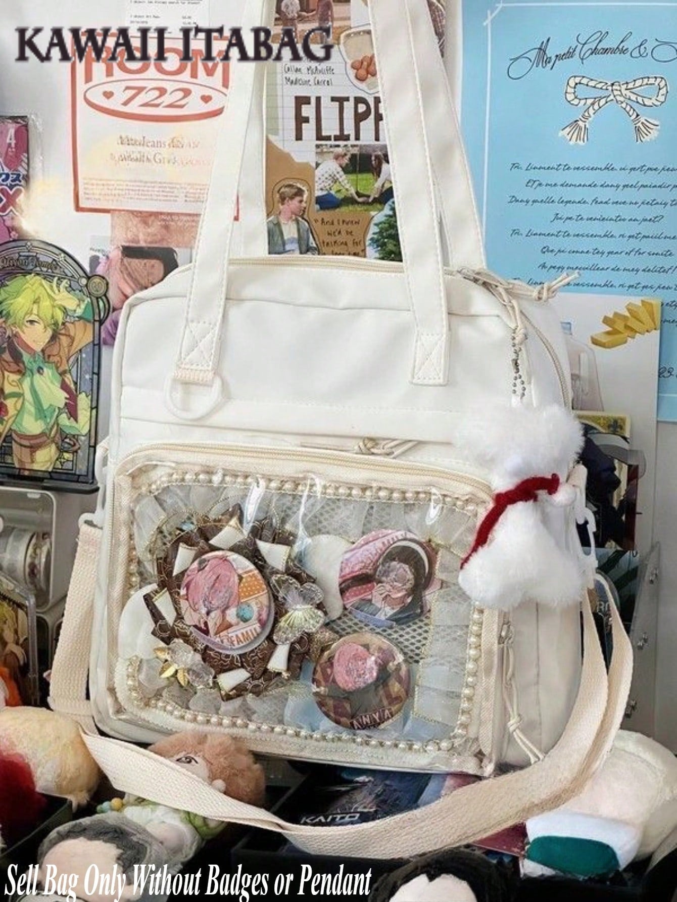 Y2K New 2024 Itabag Women With PVC Transparent Pocket Badges Display Plate Shoulder Bag Girls School Book Bag Ita Bag Crossbody Bags JK Dolls Bag, Street & Japanese Style Women Bag