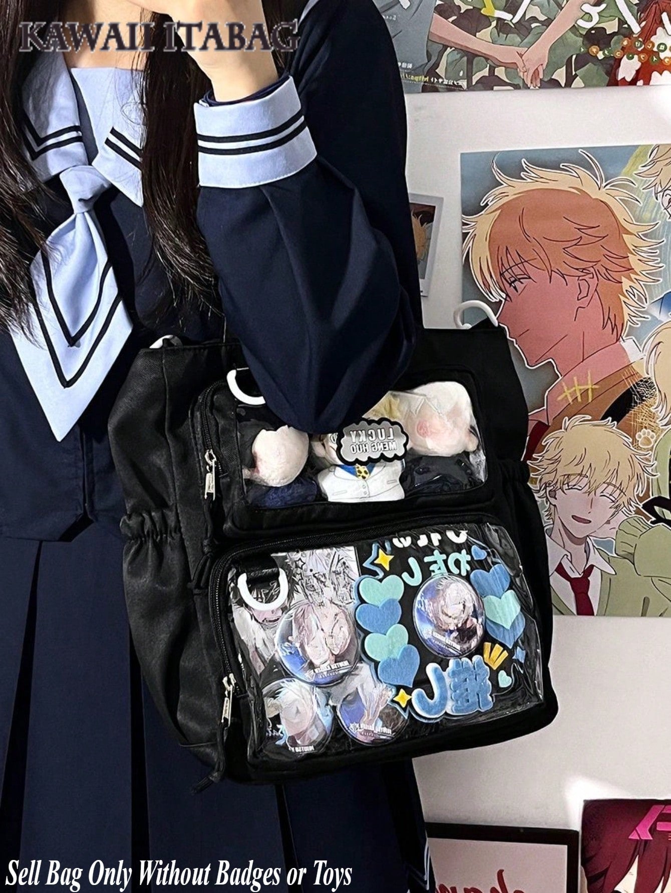 Japanese Style Teen Girls Shoulder Bag Clear Itabag Transparent Handbags New Itabag Designer Large Crossbody Bags Ita Bag Nylon Tote Bag College Student Book Bags New Hot Sell JK Itabag DIY Ita Bag Bolso Mujer