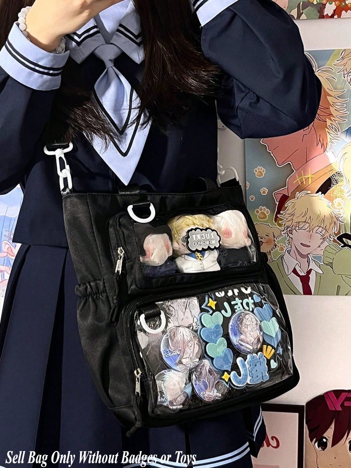 Japanese Style Teen Girls Shoulder Bag Clear Itabag Transparent Handbags New Itabag Designer Large Crossbody Bags Ita Bag Nylon Tote Bag College Student Book Bags New Hot Sell JK Itabag DIY Ita Bag Bolso Mujer