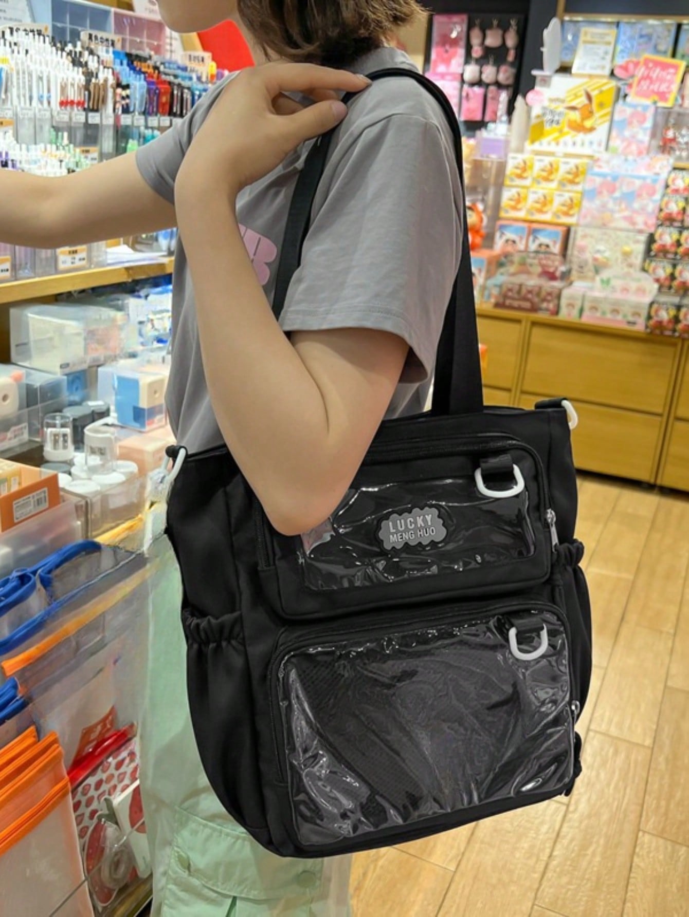 Japanese Style Teen Girls Shoulder Bag Clear Itabag Transparent Handbags New Itabag Designer Large Crossbody Bags Ita Bag Nylon Tote Bag College Student Book Bags New Hot Sell JK Itabag DIY Ita Bag Bolso Mujer