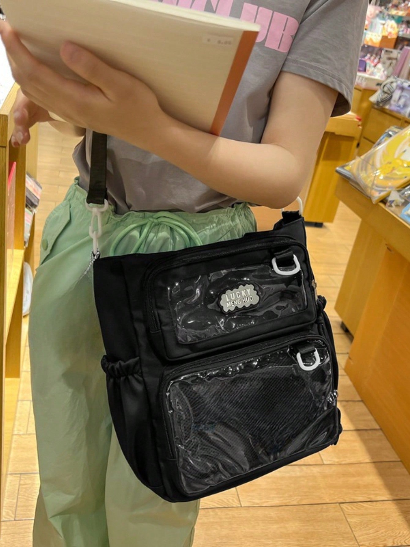 Japanese Style Teen Girls Shoulder Bag Clear Itabag Transparent Handbags New Itabag Designer Large Crossbody Bags Ita Bag Nylon Tote Bag College Student Book Bags New Hot Sell JK Itabag DIY Ita Bag Bolso Mujer