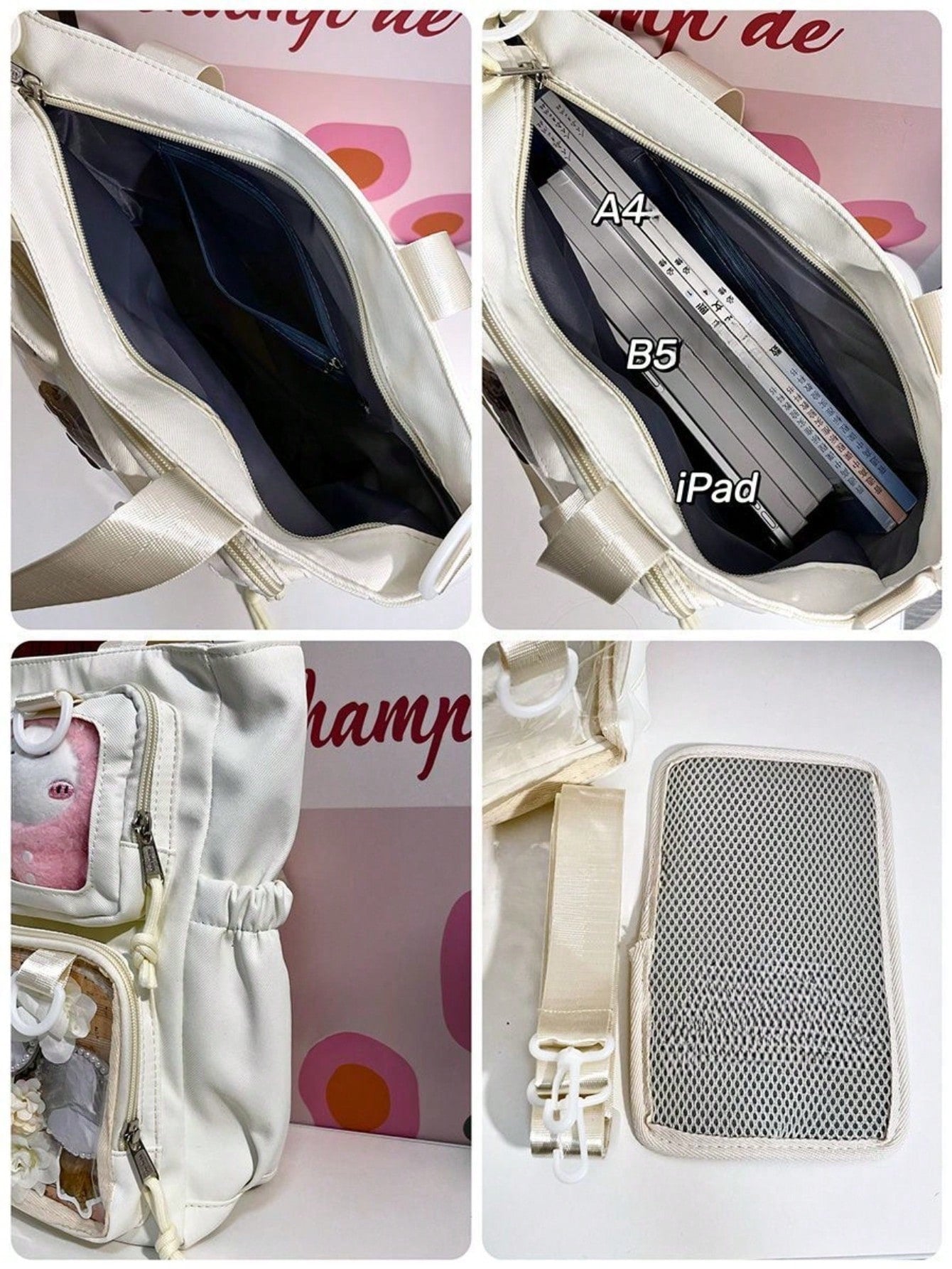 Japanese Style Teen Girls Shoulder Bag Clear Itabag Transparent Handbags New Itabag Designer Large Crossbody Bags Ita Bag Nylon Tote Bag College Student Book Bags New Hot Sell JK Itabag DIY Ita Bag Bolso Mujer
