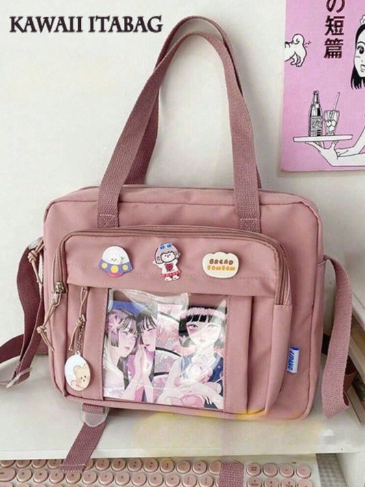 Japanese Kawaii High School Girls JK Bag Clear Transparent Handbags Book Bag Satchels Shoulder Bag Transparent Itabag Big Crossbody Bags Women Ita Bag DIY 10CM Dolls Bag Ita Bag Women