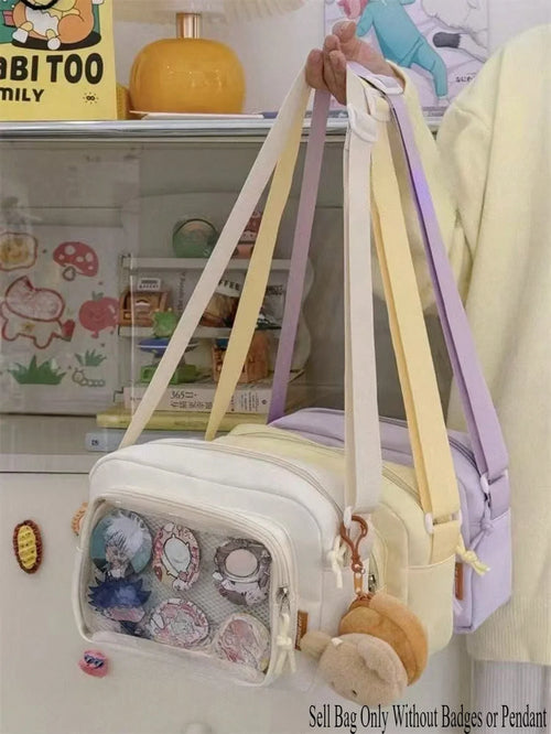 2025 Kawaii Small Itabag Girls Candy Color Transparent Clear Phone Bag And Purses New Shoulder Bag Girls Crossbody Bags For Women Ita Bag PVC DIY With Badges Display Plate Hand Bags Girls Gifts - alternate view