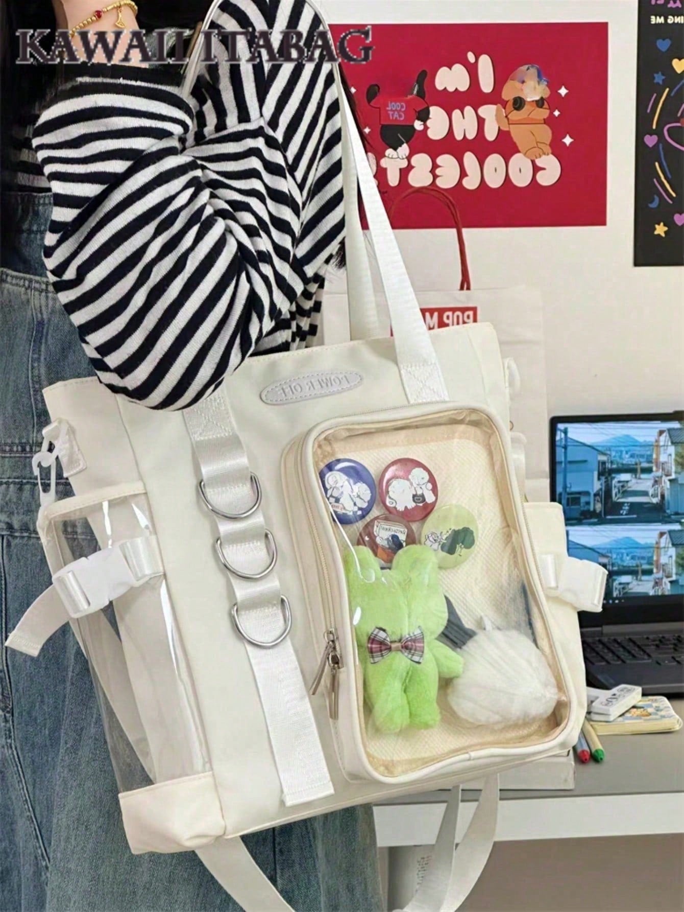 日本のかわいい痛バッグ DIY バッジ ディスプレイプレート 大学生用ショルダーバッグ ナイロン製財布とハンドバッグ トートバッグ 斜め掛けバッグ JK 高品質スクールブックバッグ 痛バッグ ストリート&和風レディースバッグ