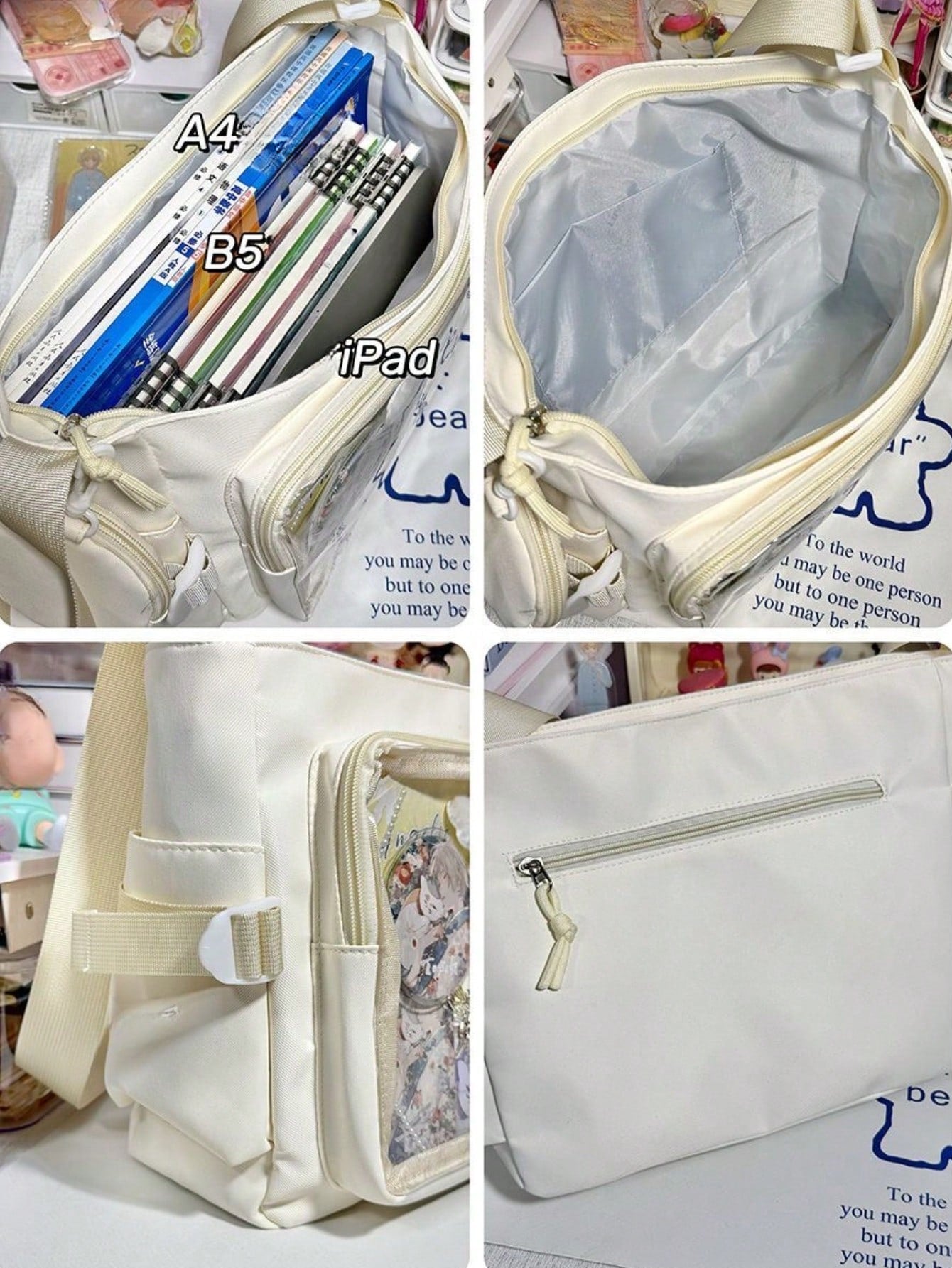 Y2K Japanese Ita Bag Girls Back To School Crossbody Bags Women New 2025 Ita Bag With Mini Badges Round Bag Cute-Lolita Shoulder Bag Nylon Messenger Bag Girl Clear Bag Transparent DIY PUT Badges Cards Bag With Badges Display Plate Fashion Japanese College