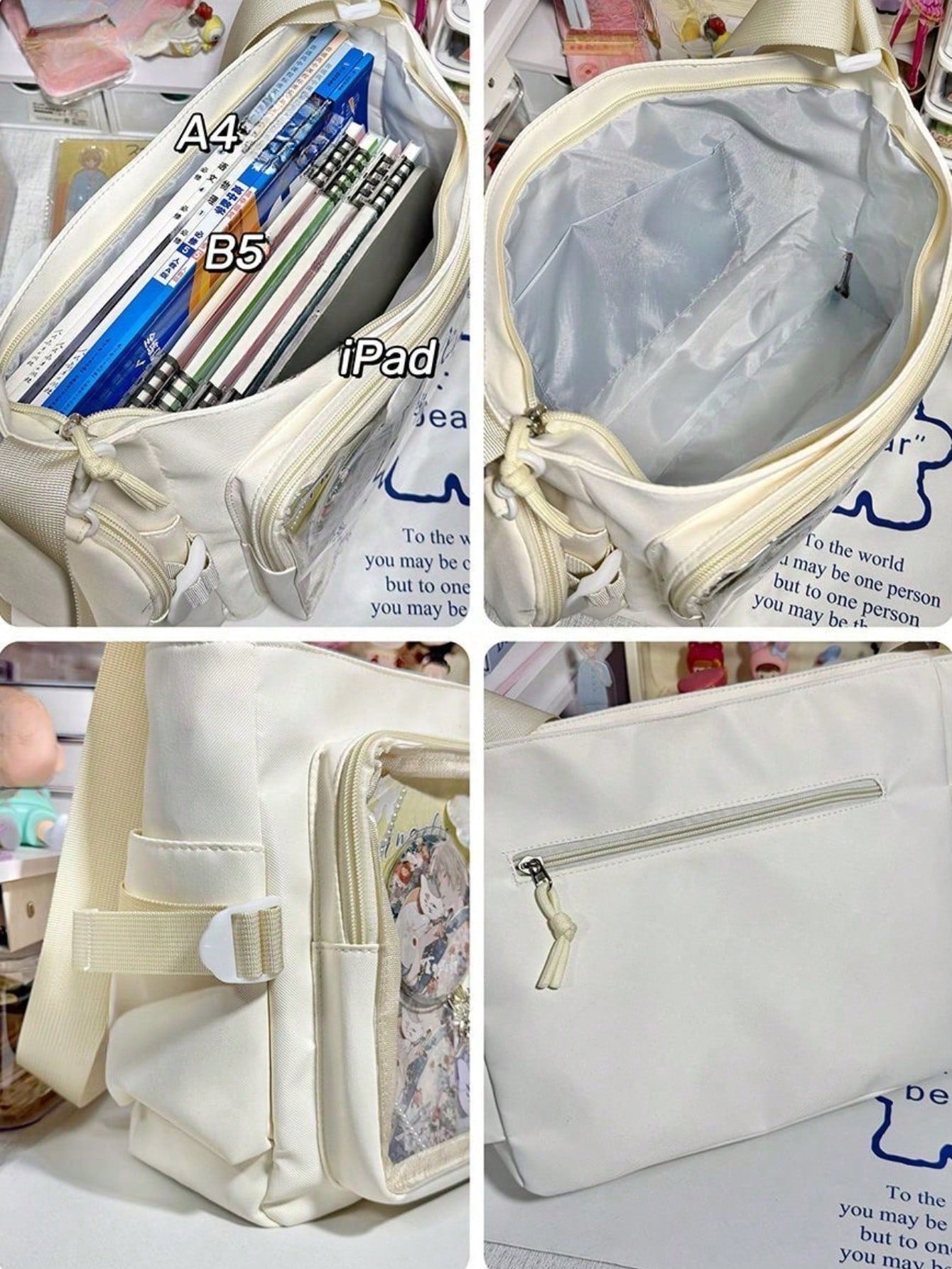 Y2K Japanese Ita Bag Girls Back To School Crossbody Bags Women New 2025 Ita Bag With Mini Badges Round Bag Cute-Lolita Shoulder Bag Nylon Messenger Bag Girl Clear Bag Transparent DIY PUT Badges Cards Bag With Badges Display Plate Fashion Japanese College