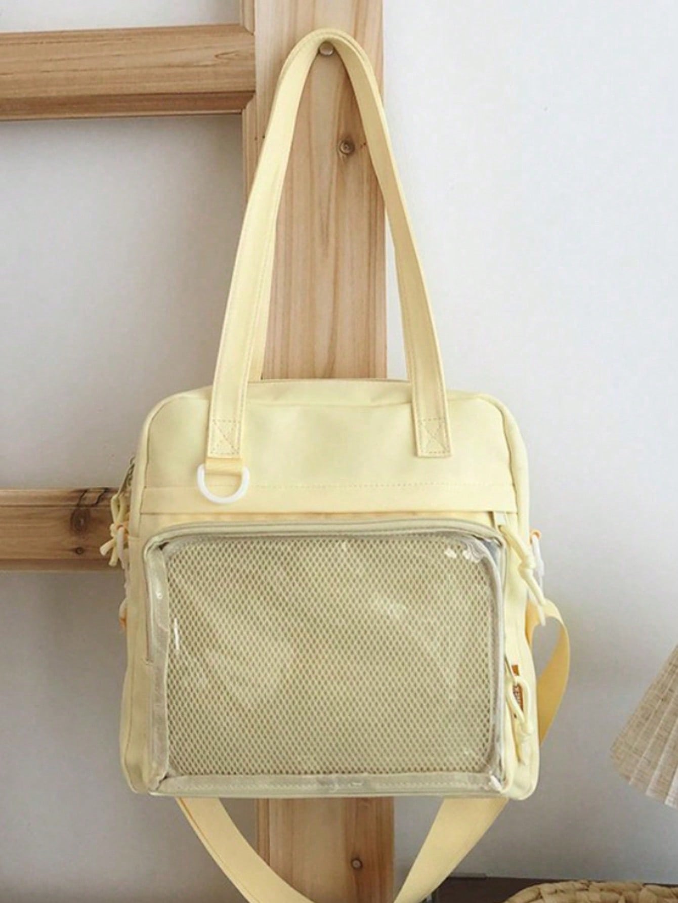 New 2025 Kawaii Ita Bag For Girls Large-Capacity Nylon Shoulder Bag Water-Resistant Crossbody Book Bag With Transparent Display Window JK Harajuku Messenger Satchel Tote Bag For College Students Cute Japanese Style With Badge