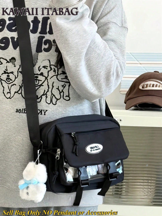 Harajuku Aesthetic Shoulder Bag Cute Pastel Crossbody Bag DIY Bag Soft Girl Large Capacity Student School Bag Multi Functional Travel Bag Anime Cosplay Storage Bag Lolita Sweet Style Ins Fashion Daily Casual Kawaii Japanese Bag Small Clear Pocket Backpack