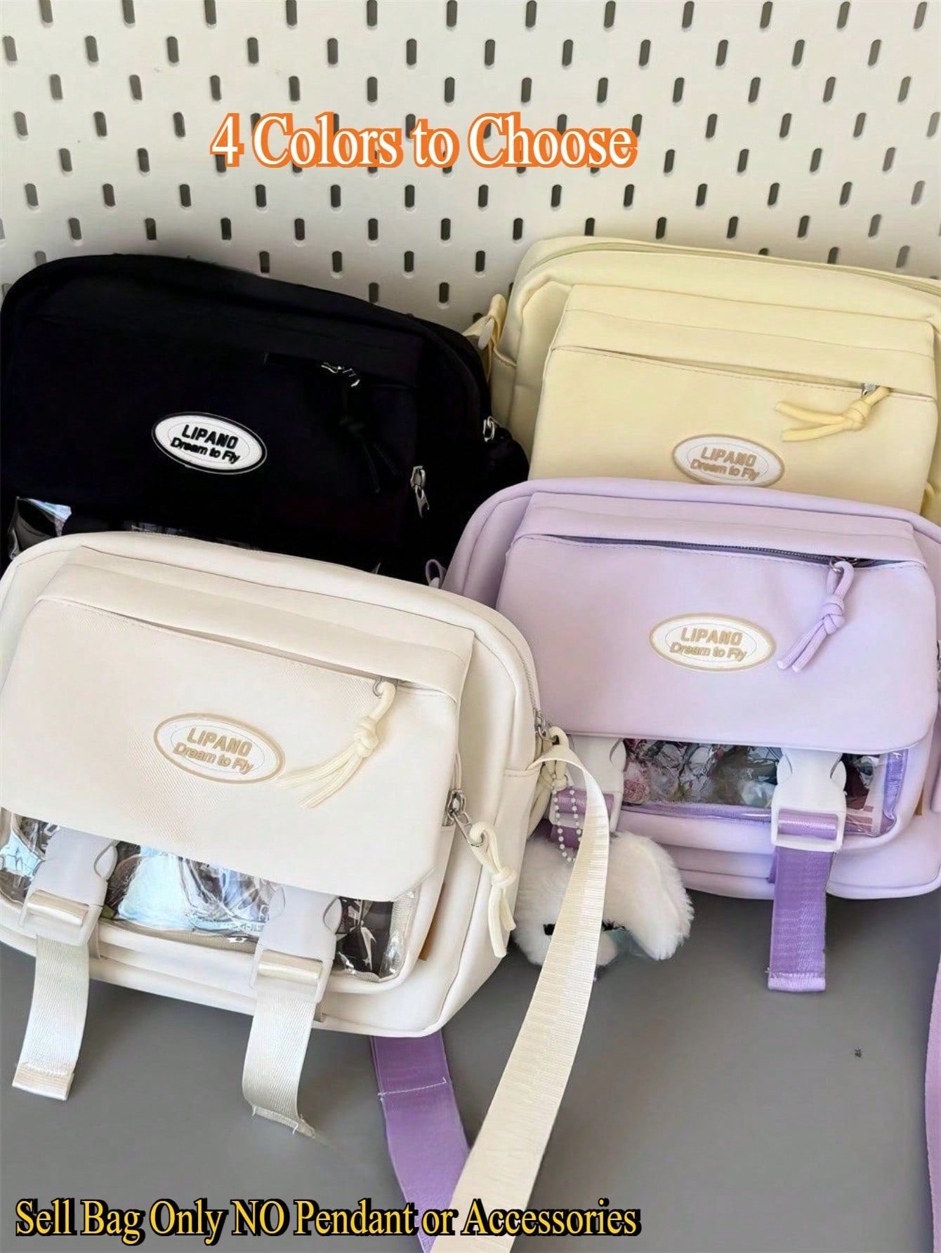 Harajuku Aesthetic Shoulder Bag Cute Pastel Crossbody Bag DIY Bag Soft Girl Large Capacity Student School Bag Multi Functional Travel Bag Anime Cosplay Storage Bag Lolita Sweet Style Ins Fashion Daily Casual Kawaii Japanese Bag Small Clear Pocket Backpack
