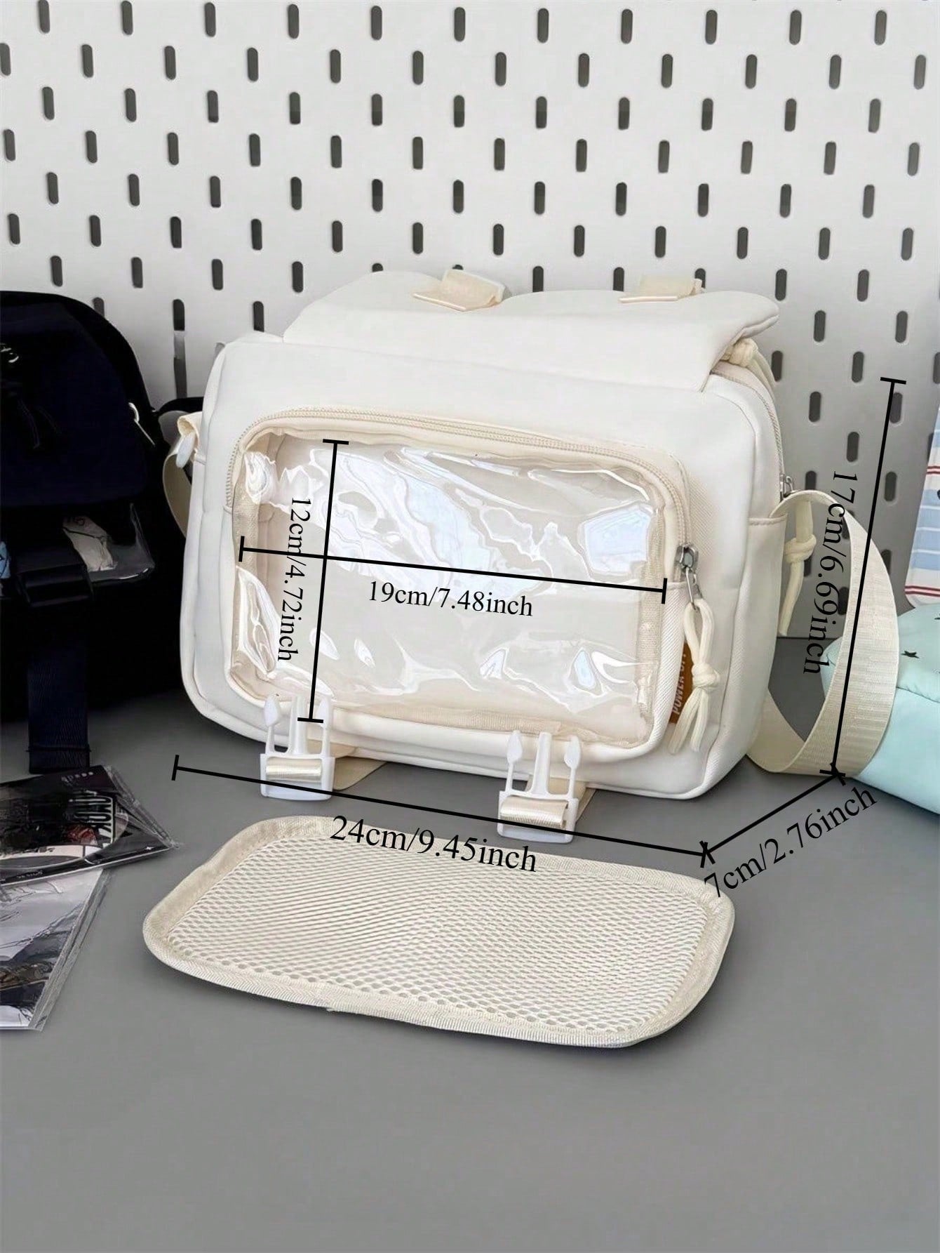 Harajuku Aesthetic Shoulder Bag Cute Pastel Crossbody Bag DIY Bag Soft Girl Large Capacity Student School Bag Multi Functional Travel Bag Anime Cosplay Storage Bag Lolita Sweet Style Ins Fashion Daily Casual Kawaii Japanese Bag Small Clear Pocket Backpack