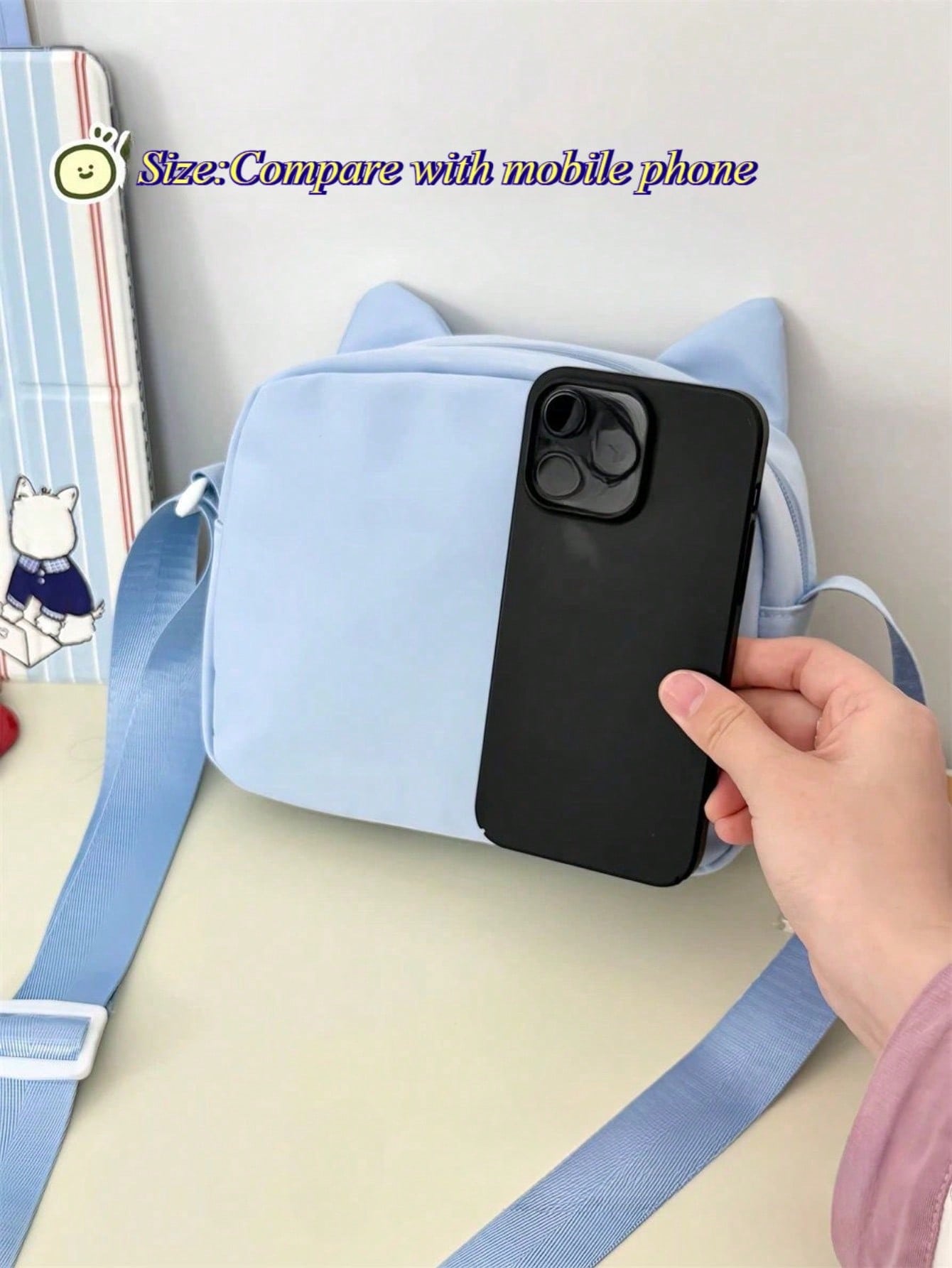 Kawaii Japanese Style Bag Women Preppy Cute Lolita Clear Bag With Ears Transparent Ita Bag Small Crossbody Bags For Women Sling Bag Purses And Handabgs Nylon PVC Portable With Badges Display Plate Bag Good Nylon Bag Gift For Girls New Fashion 2025 Bags