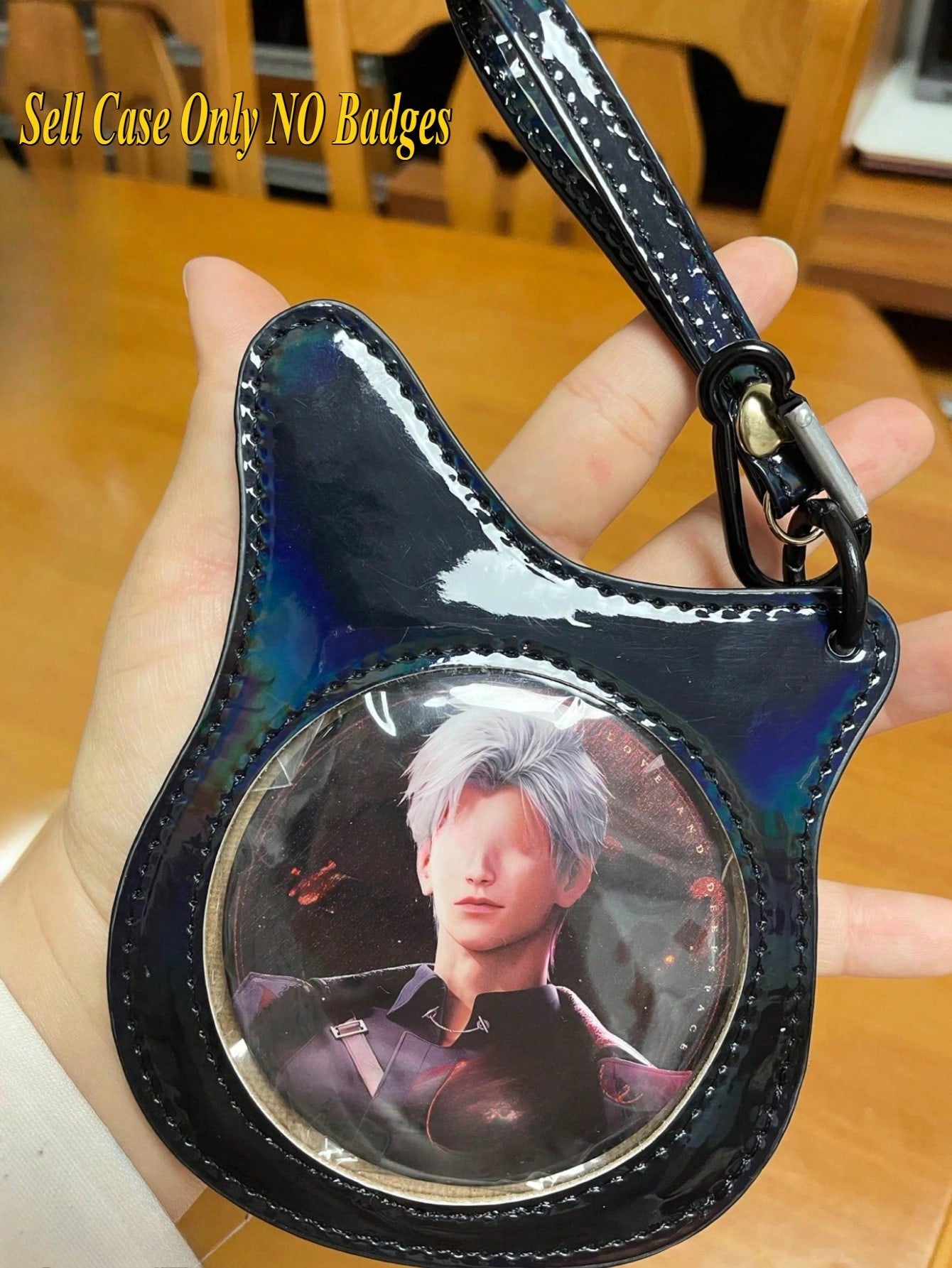 Holographic Bass Cat Ear Badge Holder Bag - 58mm/75mm Pin Display Itabag Crossbody Shoulder Purse For Anime Pins, Enamel Pins, Kawaii Accessories Bag Charm, Purse Accessory For Anime Fans, Concerts, Cosplay, Travel, Outdoor, Kawaii Style