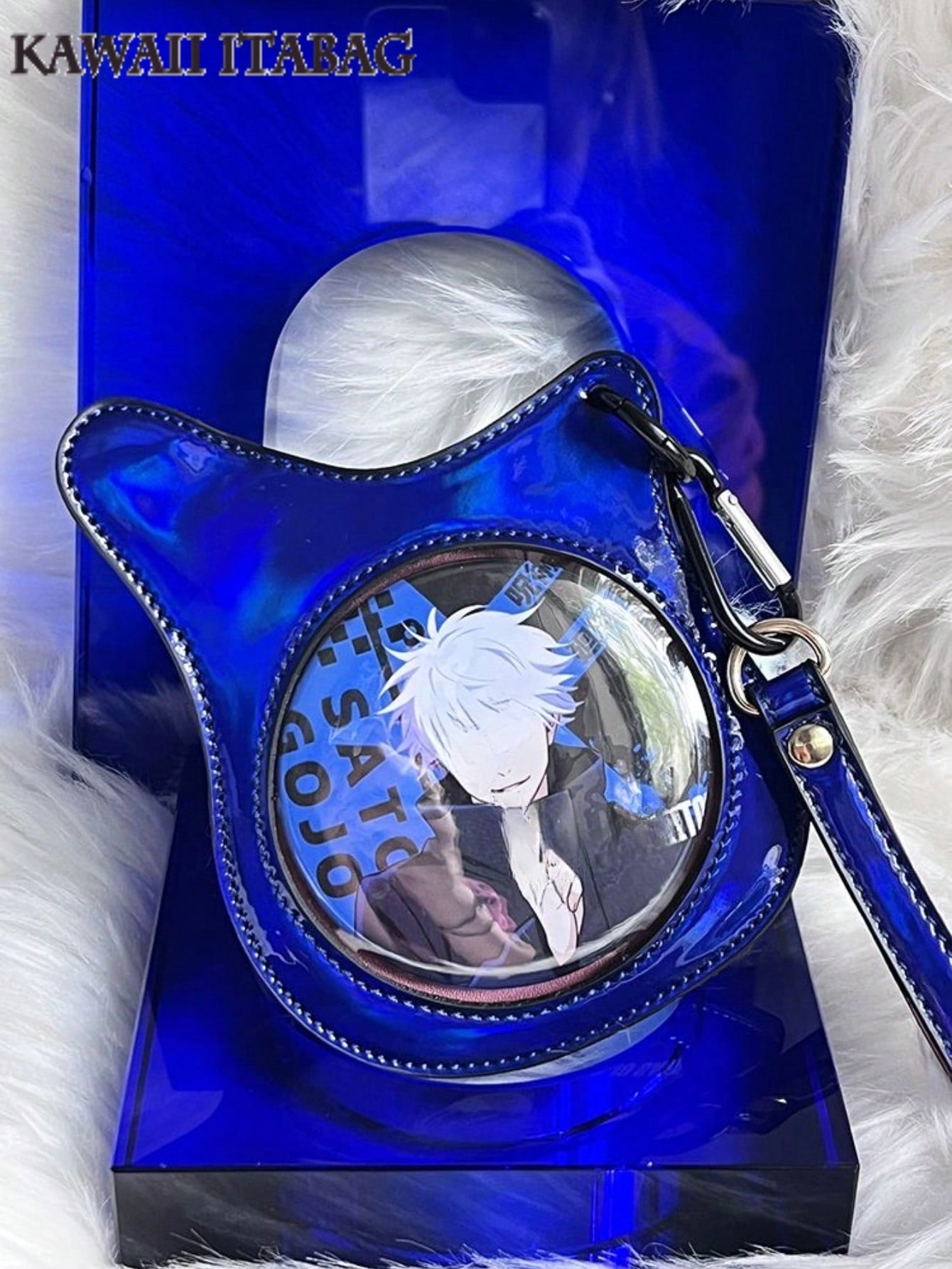 Holographic Bass Cat Ear Badge Holder Bag - 58mm/75mm Pin Display Itabag Crossbody Shoulder Purse For Anime Pins, Enamel Pins, Kawaii Accessories Bag Charm, Purse Accessory For Anime Fans, Concerts, Cosplay, Travel, Outdoor, Kawaii Style