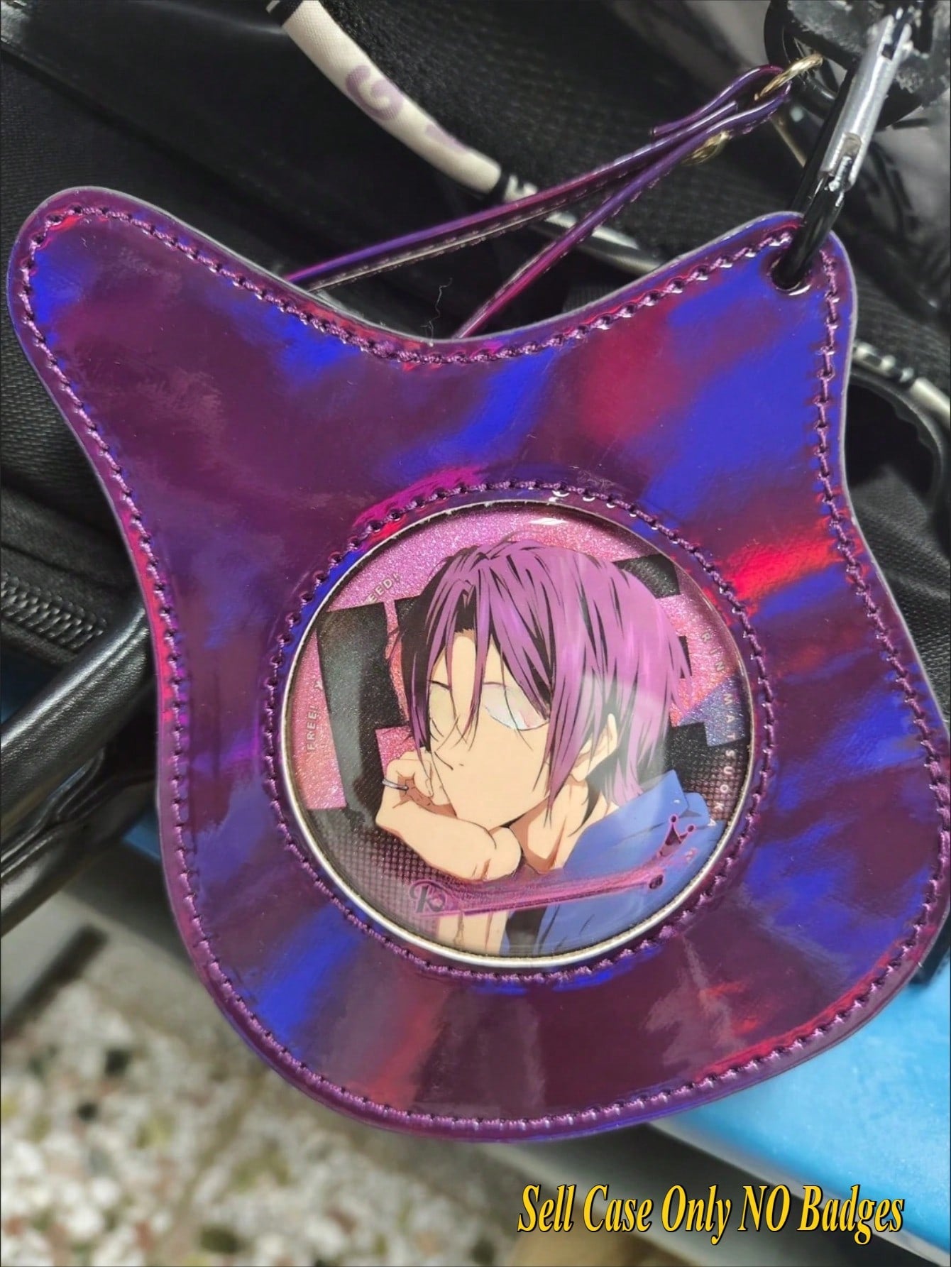 Holographic Bass Cat Ear Badge Holder Bag - 58mm/75mm Pin Display Itabag Crossbody Shoulder Purse For Anime Pins, Enamel Pins, Kawaii Accessories Bag Charm, Purse Accessory For Anime Fans, Concerts, Cosplay, Travel, Outdoor, Kawaii Style