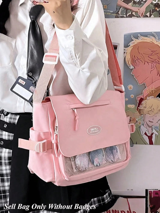 Japanese Preppy Style 2025 Kawaii Itabag Women Messenger Bag School Girls Book Transparent Crossbody Bags Women Ita Bag Cover Shoulder, Street & Japanese Style Women Bag Valentines - Ita Bag Lover