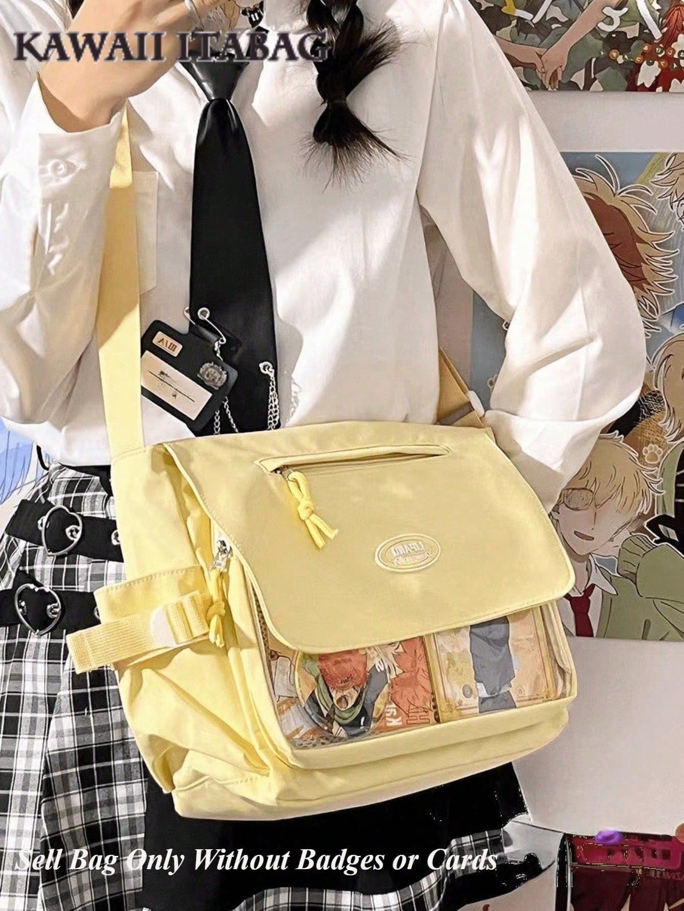 Japanese Preppy Style 2025 Kawaii Itabag Women Messenger Bag School Girls Book Transparent Crossbody Bags Women Ita Bag Cover Shoulder, Street & Japanese Style Women Bag Valentines