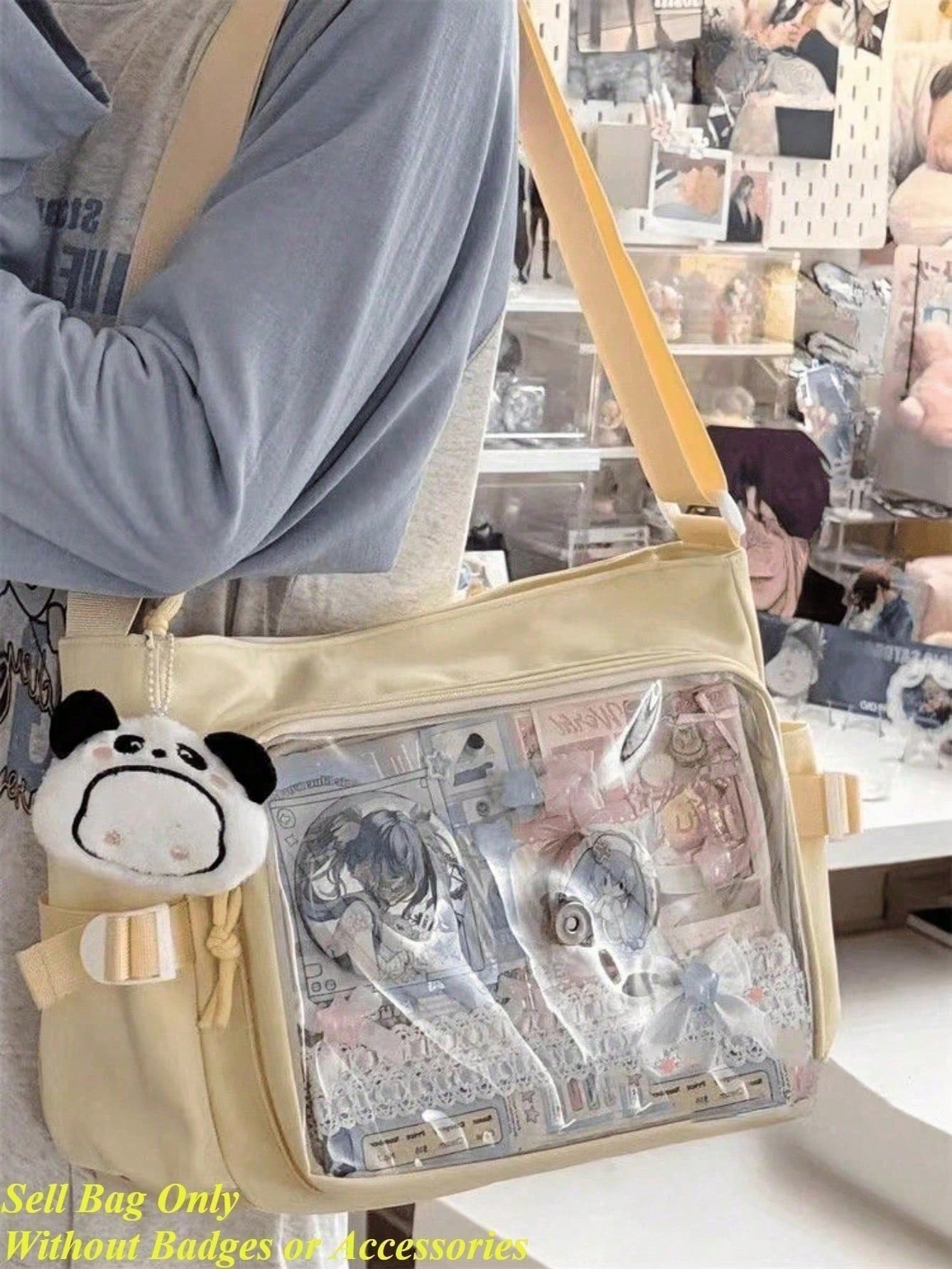 Japanese Preppy Style 2025 Kawaii Itabag Women Messenger Bag School Girls Book Transparent Crossbody Bags Women Ita Bag Cover Shoulder, Street & Japanese Style Women Bag Valentines