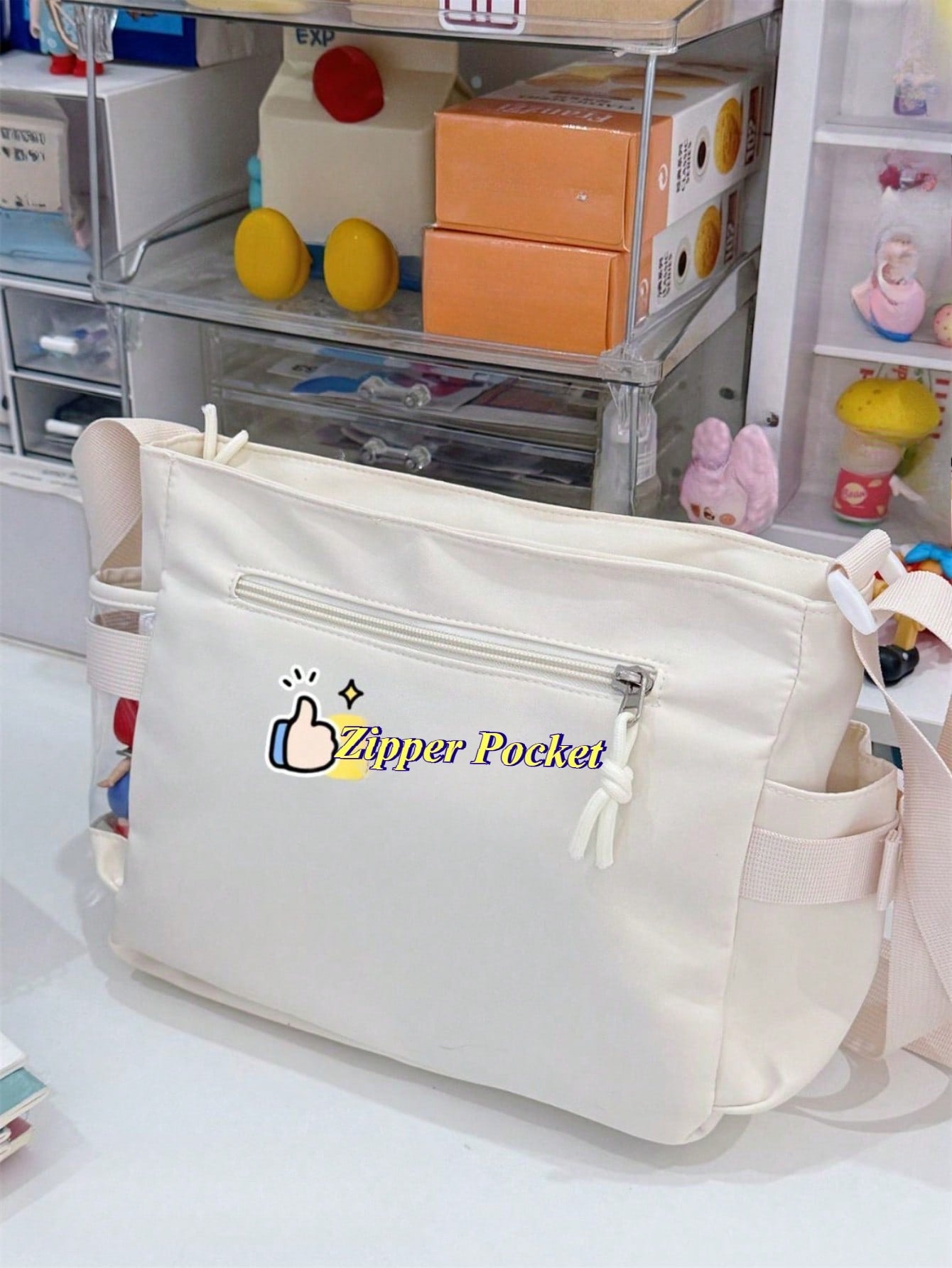 Japanese Style Preppy Crossbody Bags Women Purses And Handbags DIY Shoulder Bag With Badges Display Plate Back To School Gifts Anime Fans Concert Pins Bag Kawaii Small Ita Bag Girls Pure Color With Clear Transparent Pocket 10CM Dolls Ita Bag