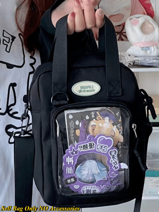 Kawaii Mini Tote Itabag – Versatile Crossbody & Handbag with Display Window Small Ita Bag Candy Color With Badges Display Plate Crossbody Bag