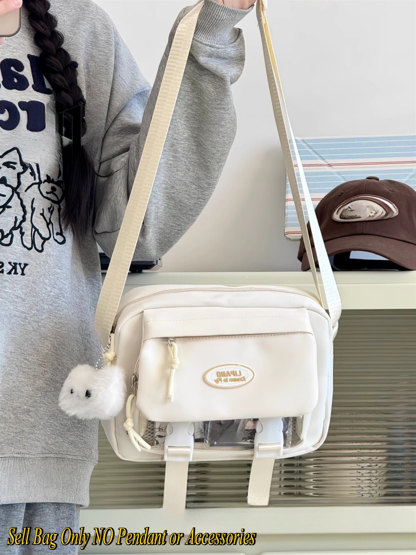 かわいい日本の痛バッグ クリアポケット バックパック 原宿系 美的 ショルダーバッグ キュート パステル クロスボディバッグ ソフトガール 大容量 学生 スクールバッグ 多機能 旅行バッグ アニメ コスプレ 収納バッグ ロリータ スイートスタイル