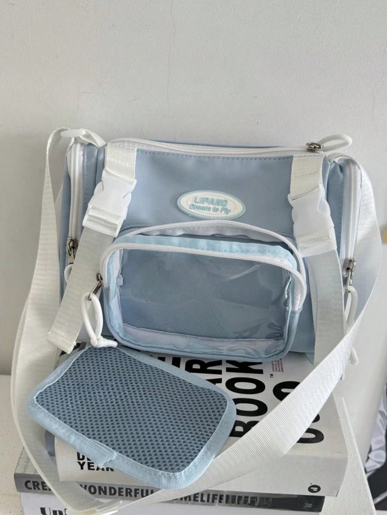 New 2025 Kawaii College Student Girls Bucket Bag 10cm Doll Side Bag Clear Transparent Bags Fashion Crossbody Bags For Women Small Purses And Handbags Shoulder Bag Girls Ita Bag JK Uniform Bag With Badges Display Plate Nylon Bags