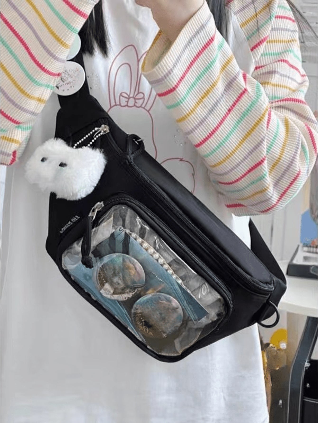 Kawaii Crossbody Itabag Women Chest Bag Waist Bag With Badges Display Plate Ita Bag