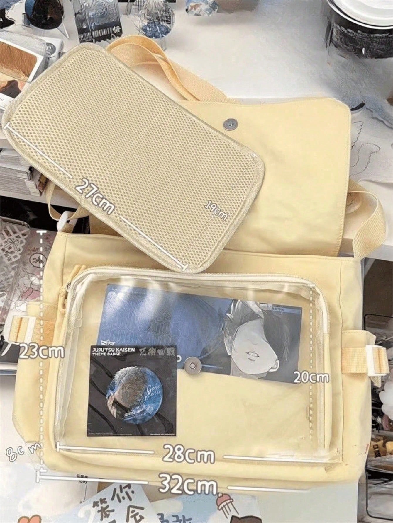 Neue 2025 Kawaii Itabag Damen Messenger Bag, Transparente Umhängetaschen für Schulmädchen, Kontrastfarbene Ita Bag Cover Schultertasche, Street & Japanischer Stil Damentasche
