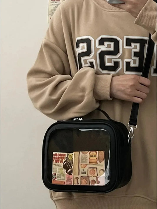 Clear Itabag Crossbody Messenger Bag DIY Display PU Leather Shoulder Bag for Anime Fans & JK Uniforms - Ita Bag Lover