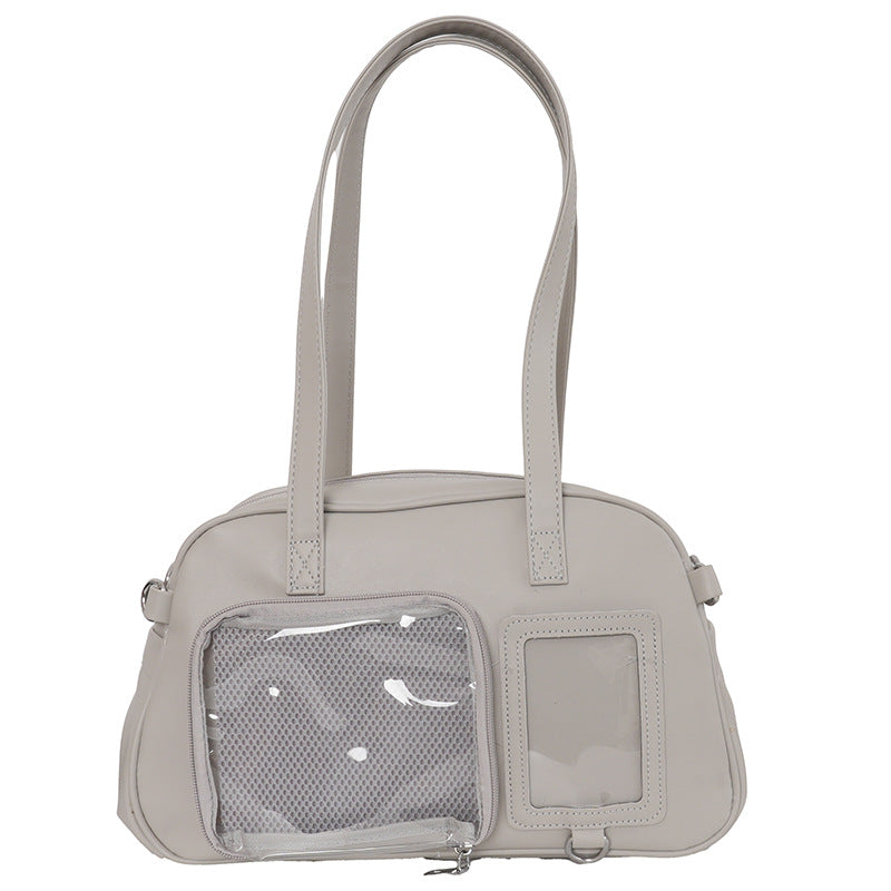 Kawaii Mini Ita Bag — PU Leather Shoulder Bag with Dual Clear Display Windows for Anime Pins & Photocards