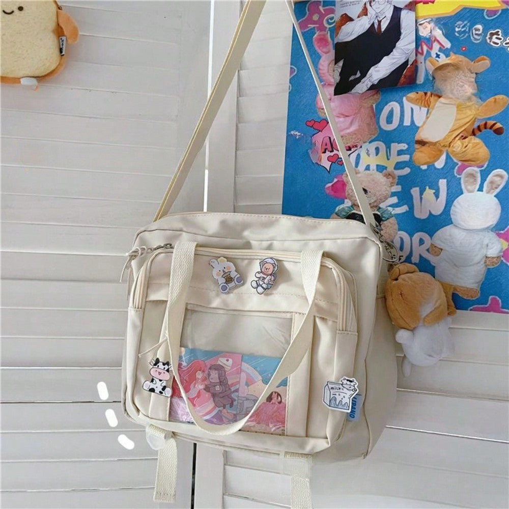 Japanese High School Girls JK Bag Transparent Handbags Book Bag Satchels Shoulder Bag Itabag Big Crossbody Bags Women Ita Bag, Street & Japanese Style Women Bag