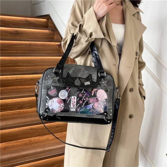 Y2K Star Ita Bag — Vintage Clear Window Display Tote for Anime & Kawaii Collectors