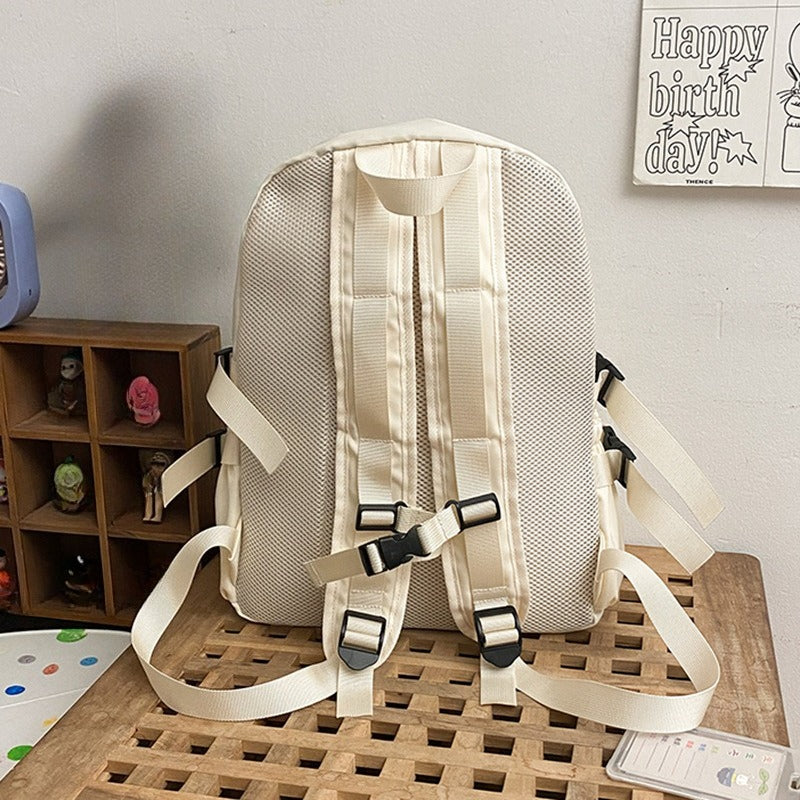 Kawaii Ita Bag Backpack with Heart Window — Nylon School Bag with Mesh Display for Pins & Plushies